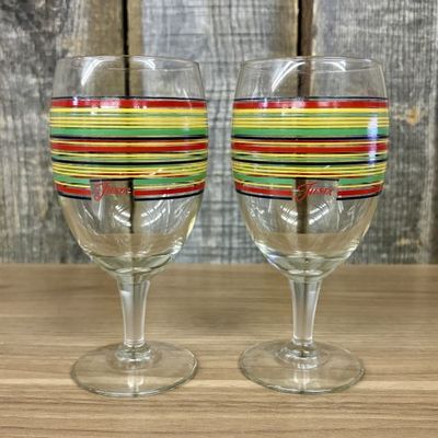 Sale Photo Thumbnail #363: A Pair of Fiesta Mambo Coordinates Multi-Color Striped Glass Goblets