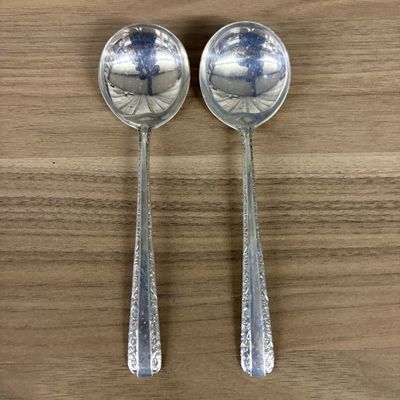 Sale Photo Thumbnail #411: A Pair of Towle Sterling Silver Cream Soup Spoons in the Candlelight Pattern