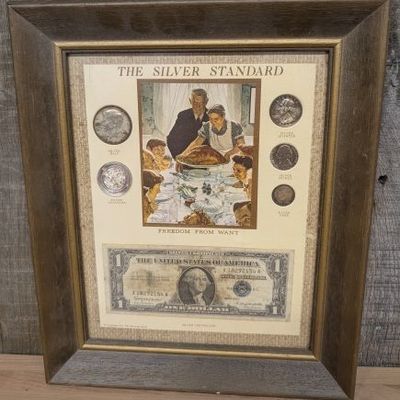 Sale Photo Thumbnail #274: A 1974 Kennedy Mint The Silver Standard Framed Collection of US Coins and Currency