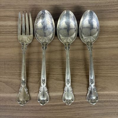 Sale Photo Thumbnail #102: A Four-Piece Group of Gorham Sterling Silver Serving Flatware in the Strasbourg Pattern