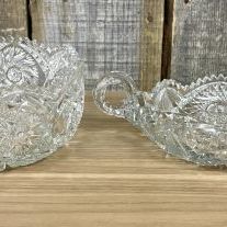 Sale Photo Thumbnail #47: Two Pieces of American Brilliant Period Cut Glass Including Centerpiece Bowl and Handled Nappy