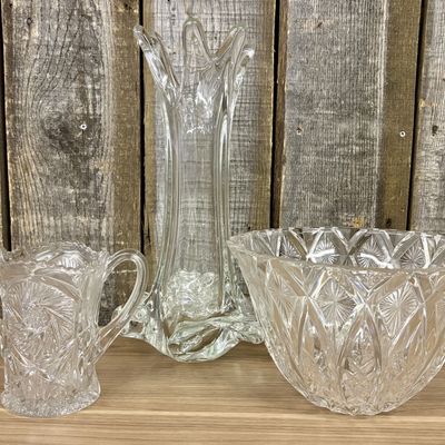 Sale Photo Thumbnail #470: Trio of Vintage Clear Art and Pressed Glass Including Imperial Glass 474 Pattern