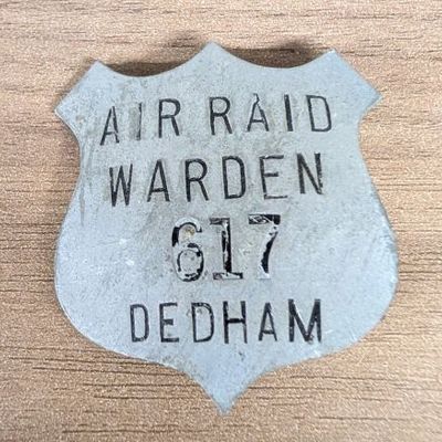 Sale Photo Thumbnail #243: WWII US Civilian Defense Air Raid Warden Identification Badge Dedham Massachusetts