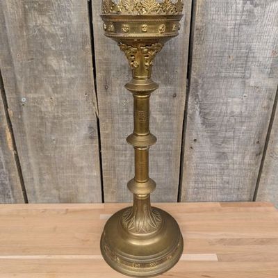 Sale Photo Thumbnail #178: Large Gothic Revival Brass Ecclesiastical Pricket Candlestick