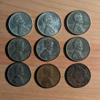 Sale Photo Thumbnail #323: A Group of US One-Cent Coins Including Lincoln Steel and Indian Head Cents