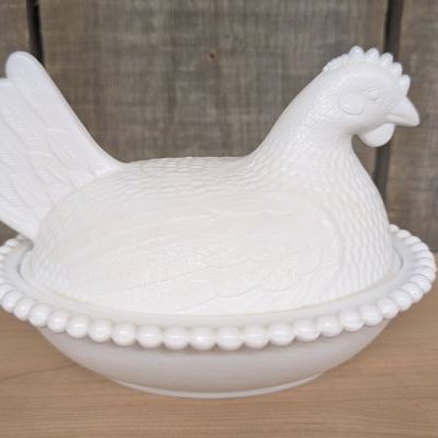 Sale Photo Thumbnail #258: Indiana Glass White Milk Glass Hen on Nest Covered Dish