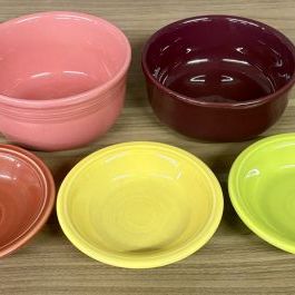Sale Photo Thumbnail #144: A Set of Five Homer Laughlin Fiestaware Ceramic Bowls and Dishes in Various Colors