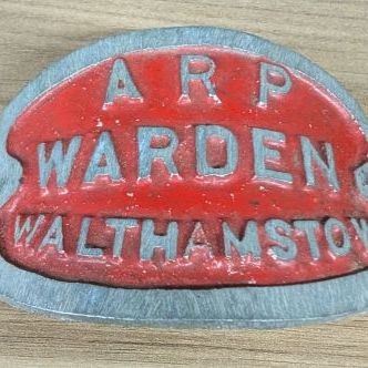 Sale Photo Thumbnail #216: World War II British Air Raid Precautions ARP Warden Walthamstow Cast Metal Plaque