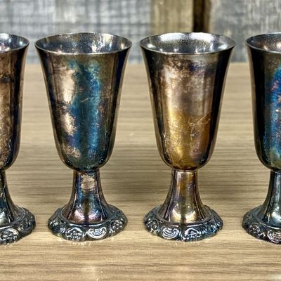 Sale Photo Thumbnail #444: A Set of four Wallace Baroque Silver-Plated Cordial Cups