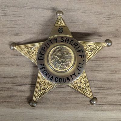 Sale Photo Thumbnail #195: Vintage Peoria County Illinois Deputy Sheriff Five Point Star Badge Number 6