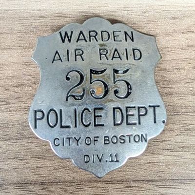 Sale Photo Thumbnail #237: WWII Boston Police Department Air Raid Warden Badge Division 11
