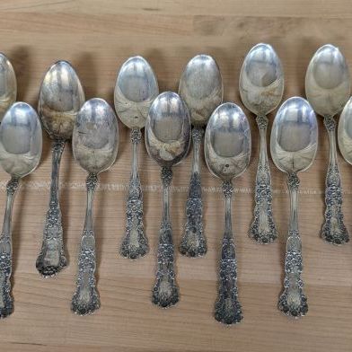 Sale Photo Thumbnail #276: Set of 12 Gorham Strasbourg Pattern Sterling Silver Teaspoons
