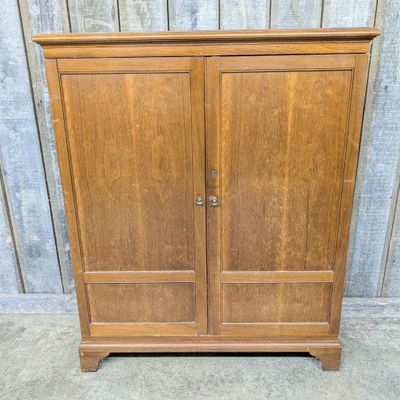 Sale Photo Thumbnail #162: Mid-Century Transitional Walnut Veneer Two-Door Storage Cabinet