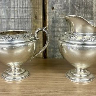 Sale Photo Thumbnail #100: A Pair of International Silver Co. Sterling Silver Kingsbury Pattern Creamer and Sugar Bowl