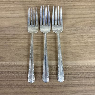 Sale Photo Thumbnail #106: Trio of Towle Sterling Silver Luncheon Forks in the Candlelight Pattern