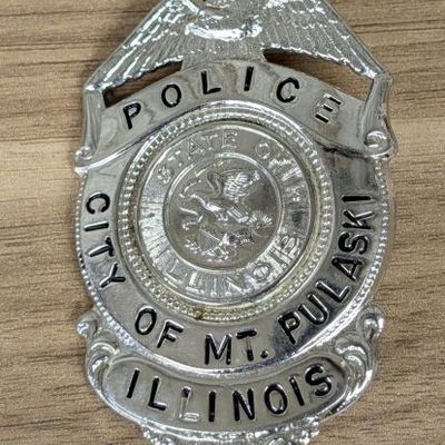 Sale Photo Thumbnail #199: City of Mt. Pulaski Illinois Police Department Eagle Top Shield Badge