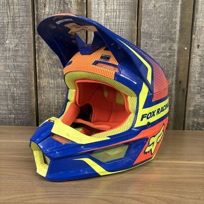 Sale Photo Thumbnail #471: Fox Racing V1 Oktiv MIPS Motocross Helmet Size XXL Blue and Yellow