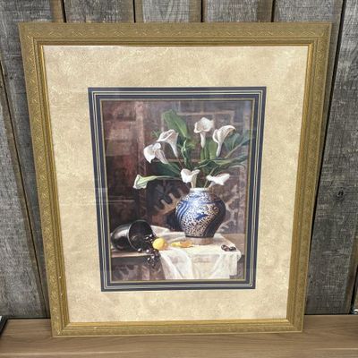 Sale Photo Thumbnail #379: Barbara Shipman Still Life with Calla Lilies Framed Print