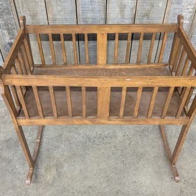 Sale Photo Thumbnail #170: Mission Style Oak Rocking Cradle