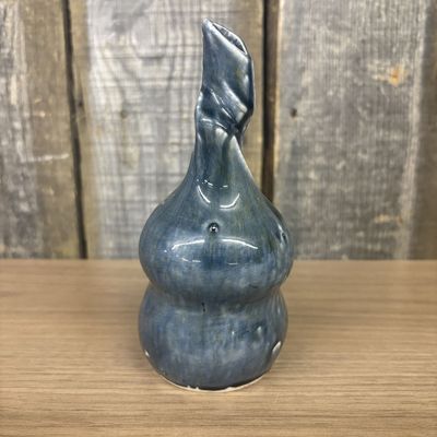 Sale Photo Thumbnail #451: Marcella Signed Studio Pottery Bud Vase with Mottled Blue Glaze