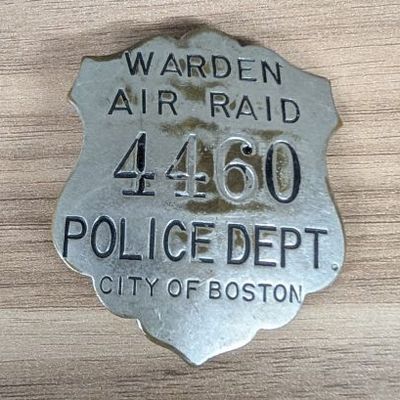 Sale Photo Thumbnail #246: WWII City of Boston Police Department Air Raid Warden Badge No. 4460