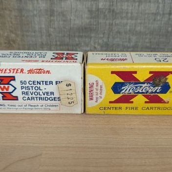 Sale Photo Thumbnail #298: A Pair of Winchester and Western Super-X .25 Auto Centerfire Ammunition Boxes