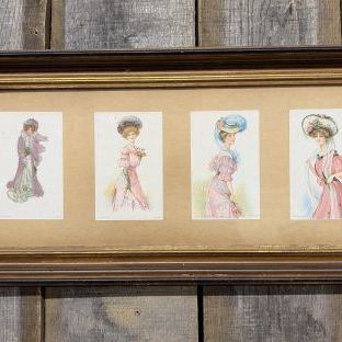 Sale Photo Thumbnail #331: A Collection of Four Edwardian Fashion Prints in a Wood Frame