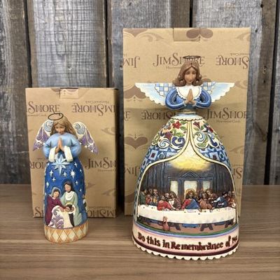 Sale Photo Thumbnail #78: Two Jim Shore Heartwood Creek Angel Figurines, The Last Supper and The Nativity