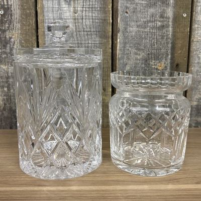 Sale Photo Thumbnail #44: Two Cut Crystal Vessels Including a Waterford Lismore Biscuit Barrel