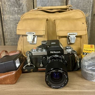 Sale Photo Thumbnail #454: Nikon F2A Photomic 35mm SLR Camera with Soligor 28-80mm Lens and Accessories