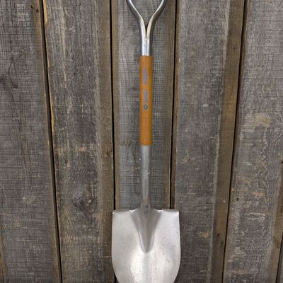 Sale Photo Thumbnail #478: Vintage Blue Grass Brand Round-Point Digging Shovel with D-Handle
