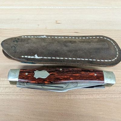 Sale Photo Thumbnail #287: George Wostenholm I-XL Premium Stockman Knife with Root Beer Swirl Handles
