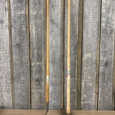 Sale Photo Thumbnail #511: A Pair of Belknap Blue Grass Forged Steel Garden and Grub Hoes