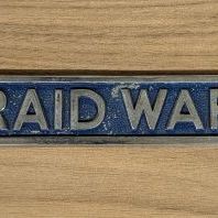 Sale Photo Thumbnail #217: World War II ARP Air Raid Warden Cast Alloy Sign