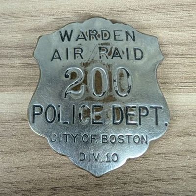 Sale Photo Thumbnail #235: WWII Boston Police Air Raid Warden Badge Number 200 Division 10