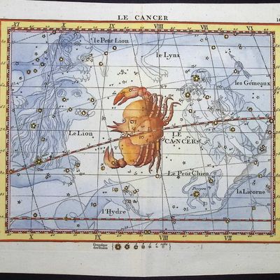 Flamsteed - Constellation or Celestial Chart of Cancer (Crab)