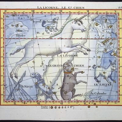 Flamsteed - Constellation or Celestial Chart of Unicorn, Dog