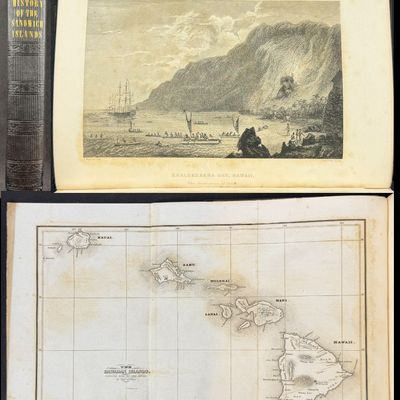 Jarves's History of the Hawaiian or Sandwich Islands - Volume with 3 Engravings (Plate + Map + Frontispiece) & Numerous in-text...