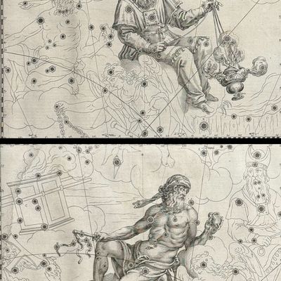 Schiller - Pair of Christianized Constellations of Grus, Phoenix (The high priest Aaron) & Pavo, Indus (Job, servant of God)