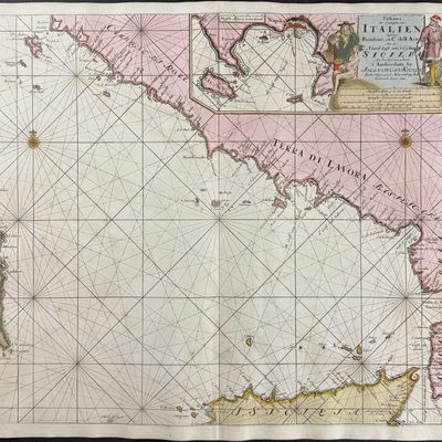 Van Keulen, Rare - Coastal Map of Italy and Corsica