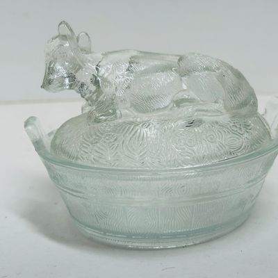 Sale Photo Thumbnail #227: CLEAR GLASS COW DISH