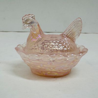 Sale Photo Thumbnail #80: MINI BOYD PINK IRIDESCENT HEN ON NEST