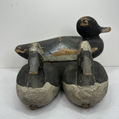 Sale Photo Thumbnail #345: TRIO OF ANTIQUE WOODEN DUCK DECOYS