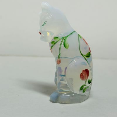 Sale Photo Thumbnail #197: FENTON OPALESCENT GLASS CAT, 1970S