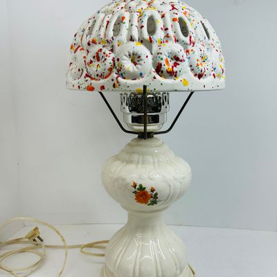 Sale Photo Thumbnail #145: CERAMIC SPLATTER MOON AND STARS LAMP, MID-CENTURY