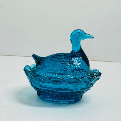Sale Photo Thumbnail #89: BOYD TEAL GLASS DUCK ON NEST