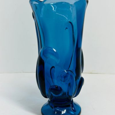 Sale Photo Thumbnail #194: L.E. SMITH COBALT GLASS FLAME VASE, MID-CENTURY