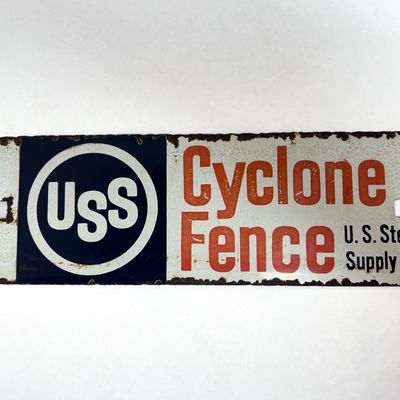 Sale Photo Thumbnail #429: USS CYCLONE FENCE PORCELAIN SIGN, 1950S