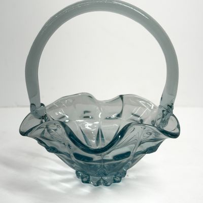 Sale Photo Thumbnail #432: FENTON BLUE VALENCIA GLASS BASKET, 1980S