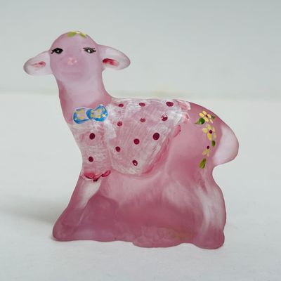 Sale Photo Thumbnail #202: FENTON PINK SATIN LAMB FIGURINE 216/1250